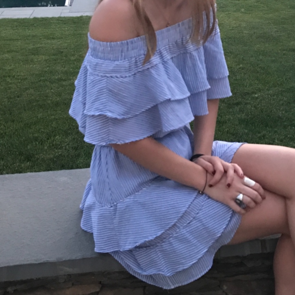 Off The Shoulder Blue Dress